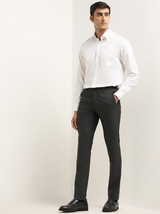 WES Formals Black Ultra Slim Fit Trousers