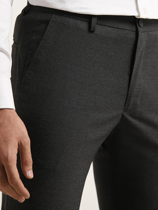 WES Formals Black Ultra Slim Fit Trousers