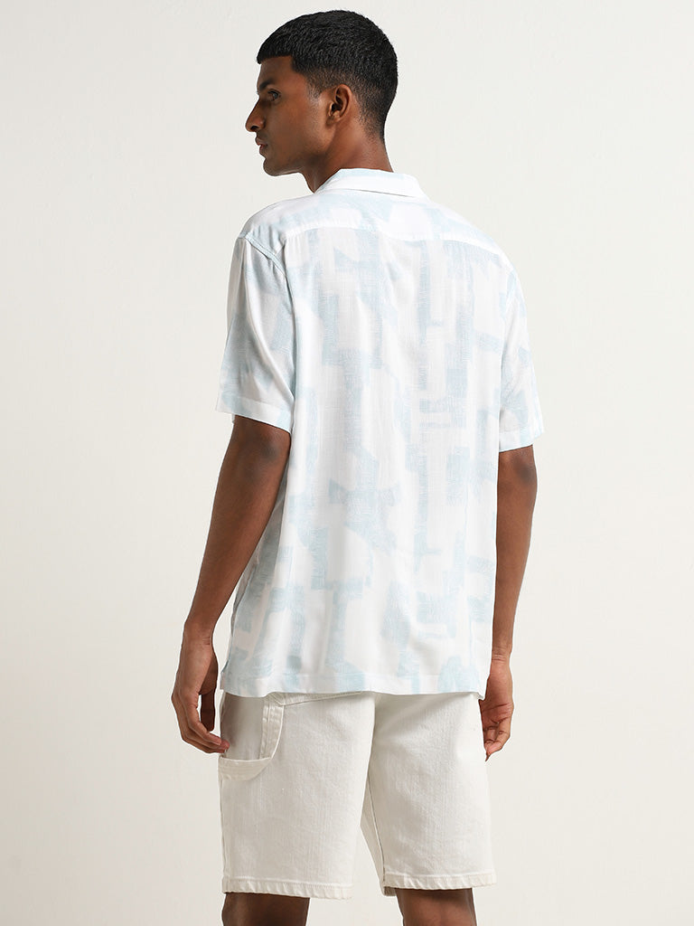 Nuon White Abstract Design Relaxed Fit Shirt