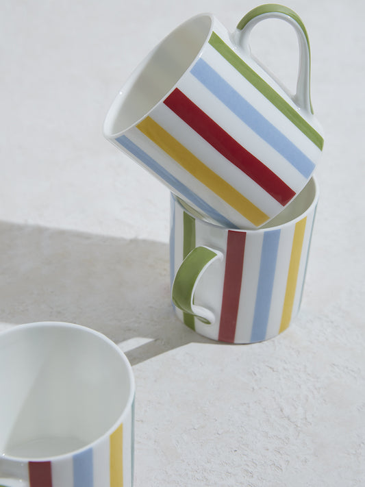 Westside Home Multicolour Striped Mugs (Set of 4)