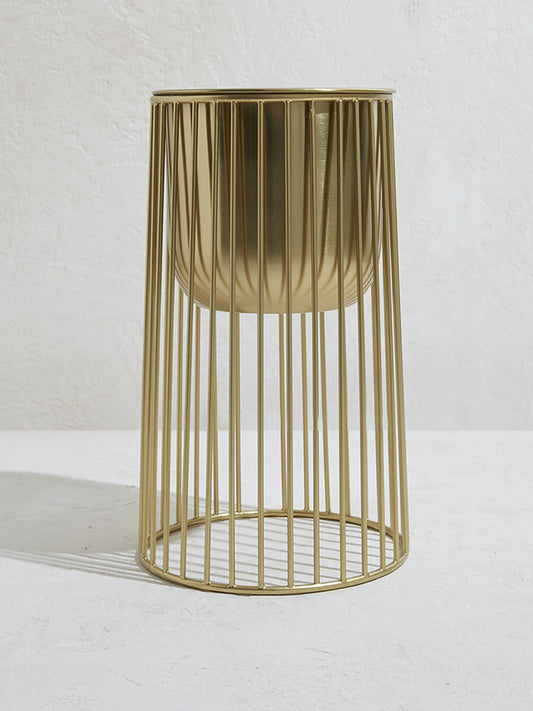 Westside Home Gold Circular Cage Planter-Small