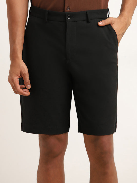 Ascot Black Relaxed Fit Mid Rise Shorts