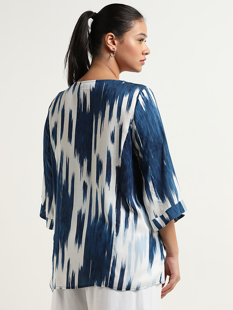Gia Blue Abstract Printed Blouse