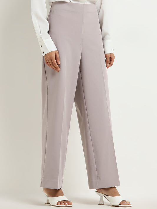 Wardrobe Grey Straight Fit Mid-Rise Trousers