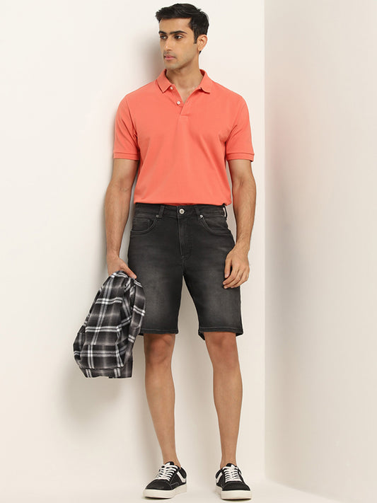 WES Casuals Coral Solid Relaxed Fit Polo T-Shirt