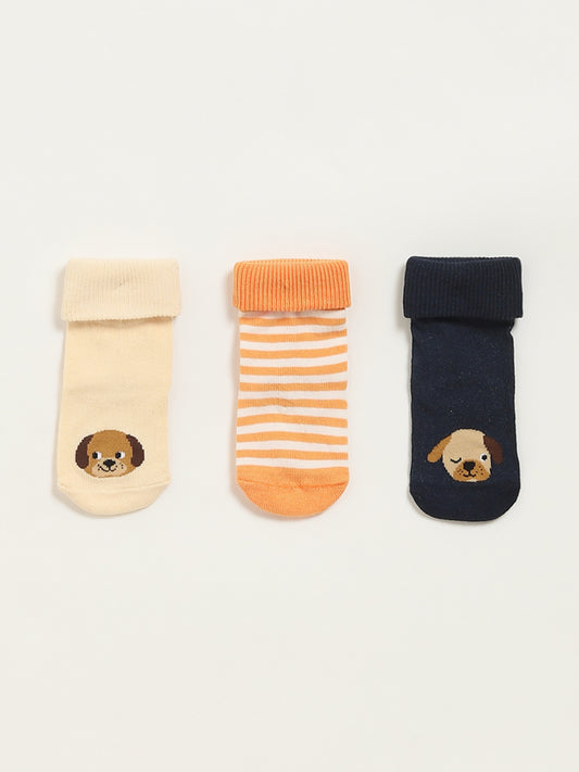 HOP Baby Multicolour Animal Print Socks - Pack of 3