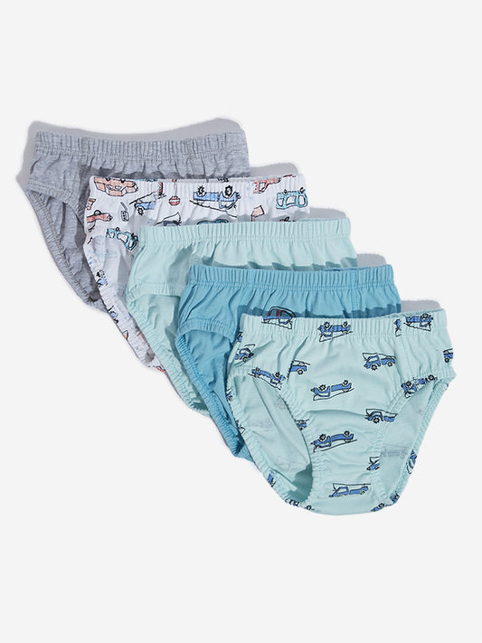 HOP Kids Multicolour Vehicle Printed Briefs - Pack of 5