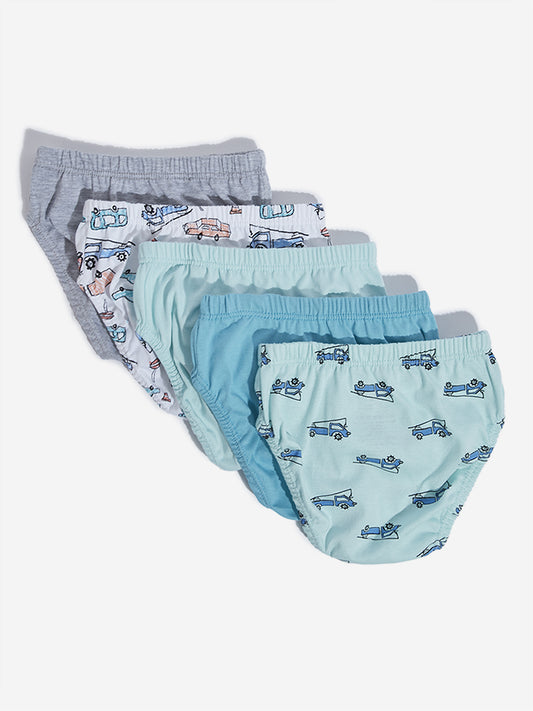 HOP Kids Multicolour Vehicle Printed Briefs - Pack of 5