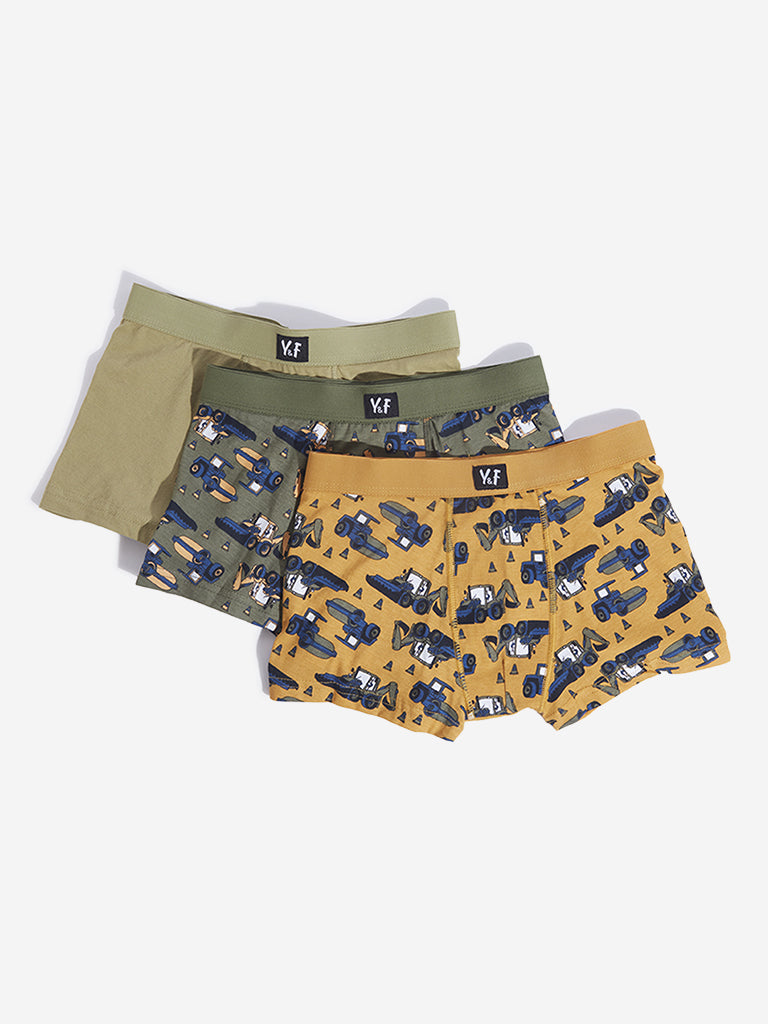 Y&F Kids Multicolour Printed Trunks - Pack of 3