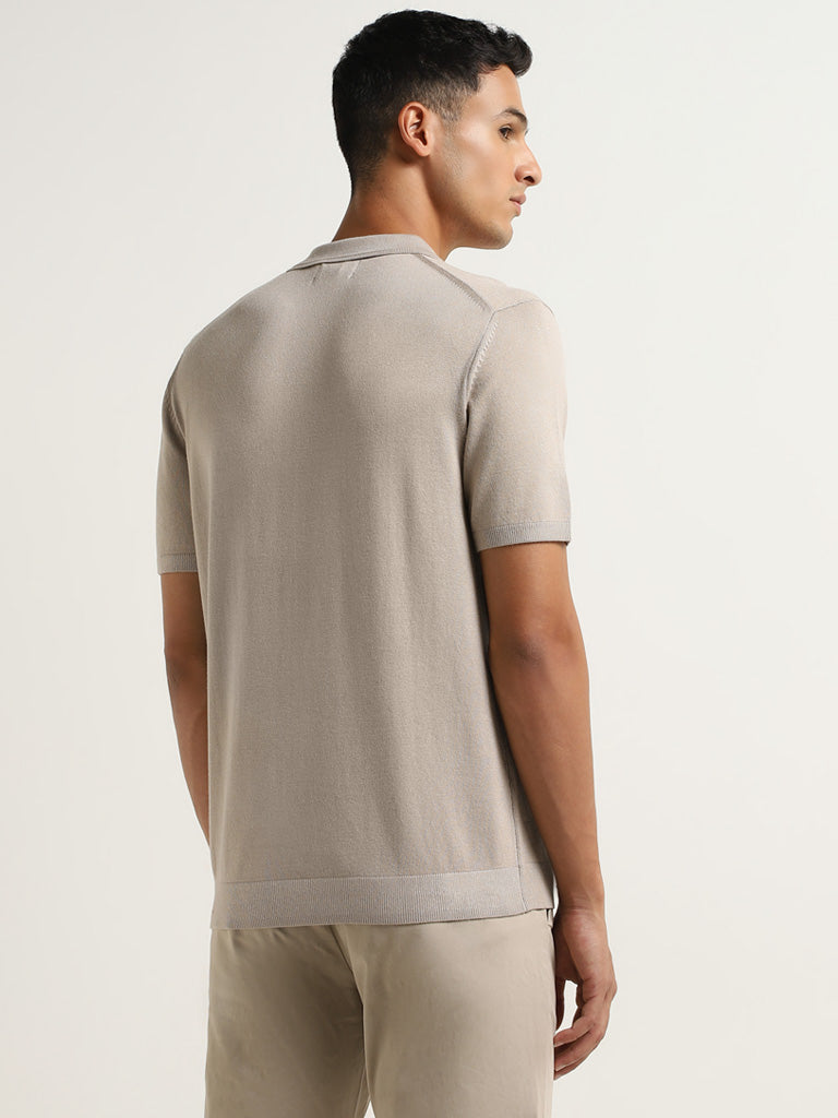 Ascot Beige Colorblock Relaxed Fit T-Shirt