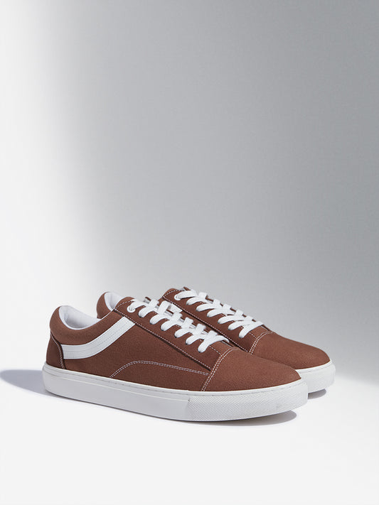 SOLEPLAY Brown Lace-Up Canvas Sneakers