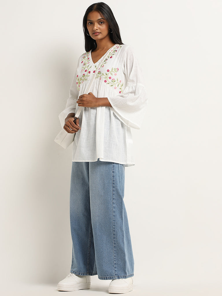 White short kurti for jeans store