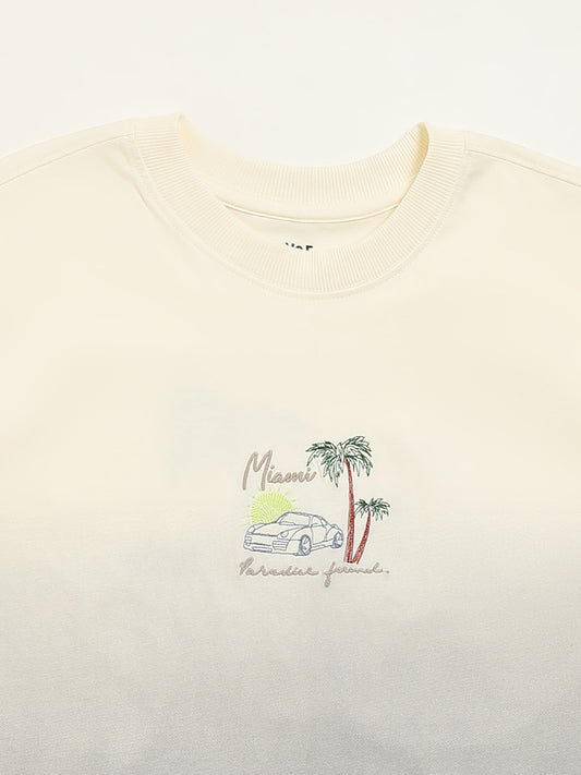 Y&F Kids Off-White Ombre Design T-Shirt