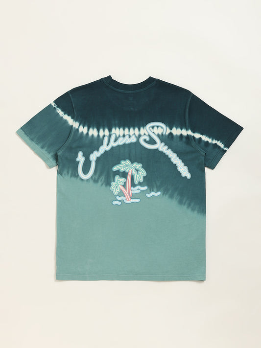 Y&F Kids Teal Tie-Dye Print T-Shirt