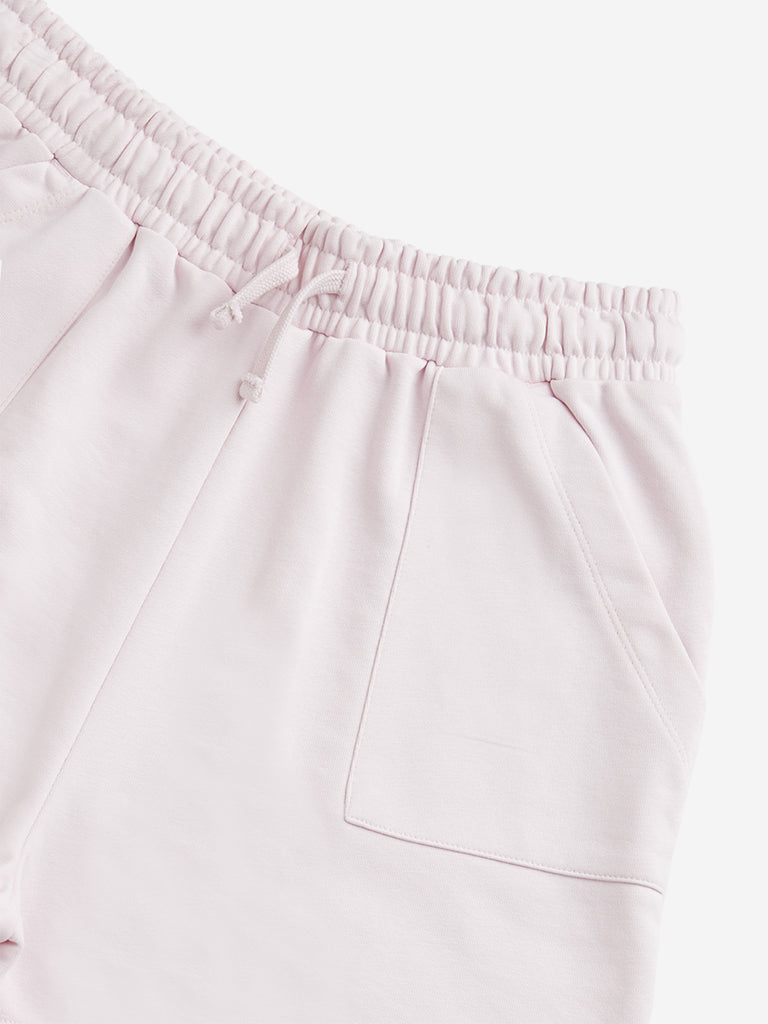 Westside Y&F Girl's Pink Mid Rise Cotton Shorts for Casual Wear Zoomed View