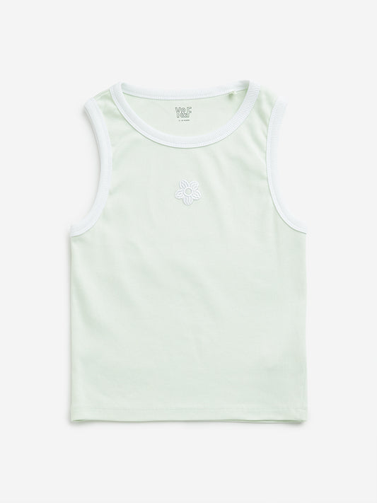 Y&F Kids Light Green Ribbed Top