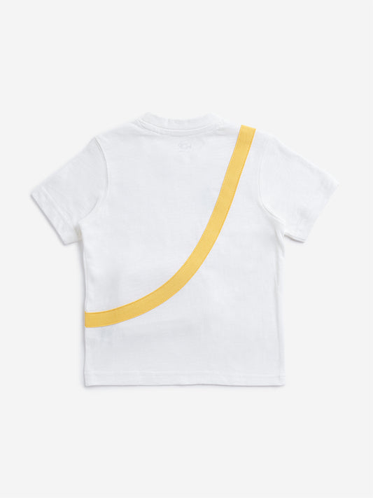 HOP Kids White Car Printed T-Shirt