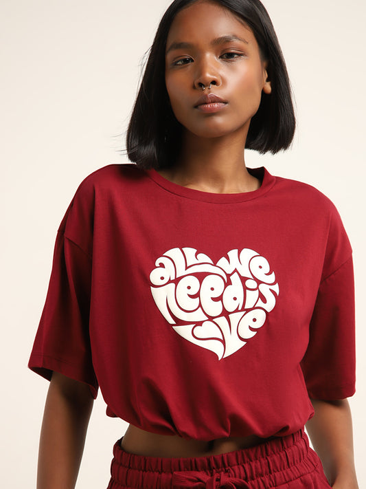 Superstar Red Text Design Cotton T-Shirt