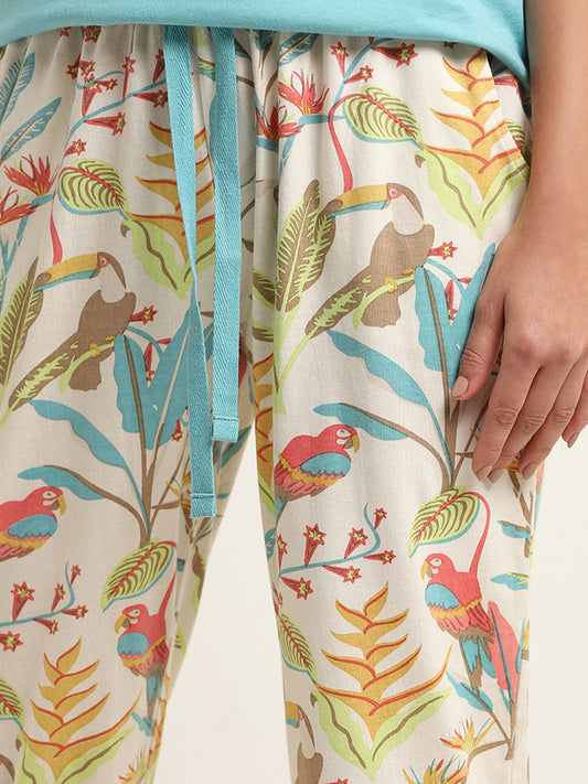 Wunderlove Multicolor Printed Mid Rise Pyjamas