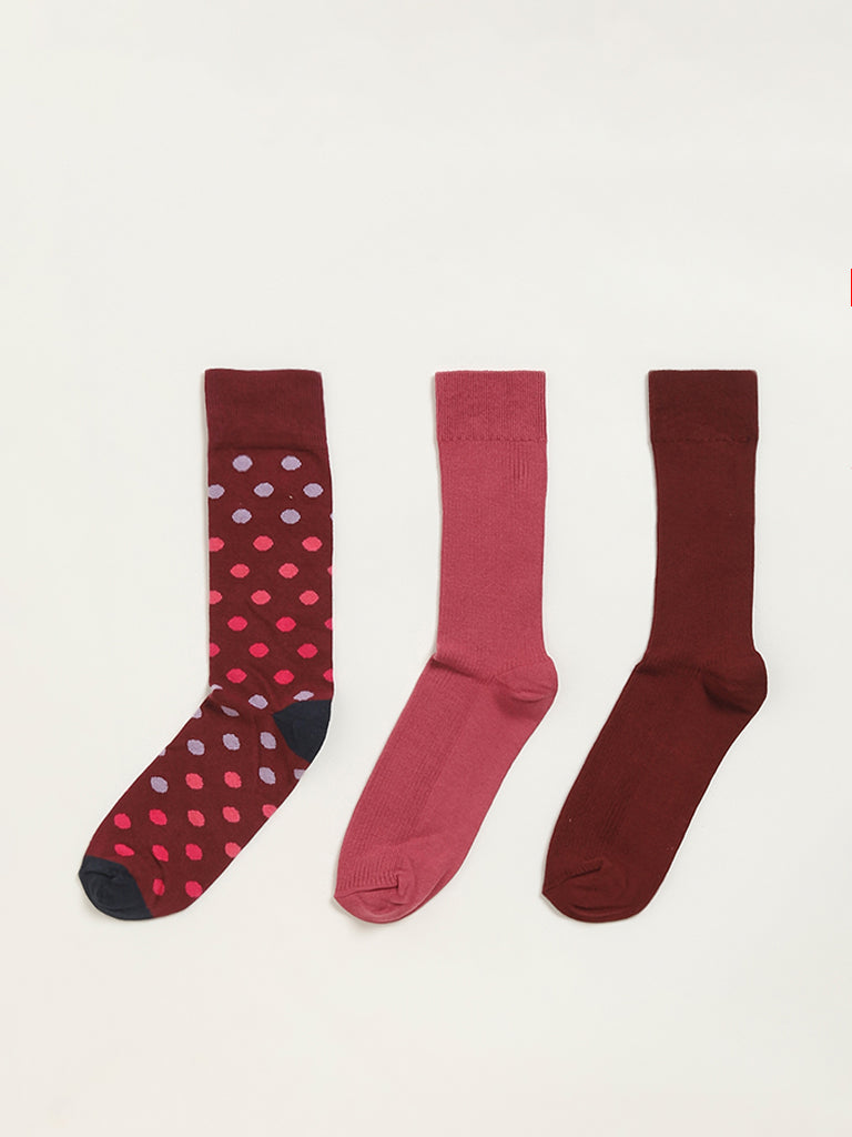 WES Lounge Multicolour Printed Full-Length Socks - Pack of 3