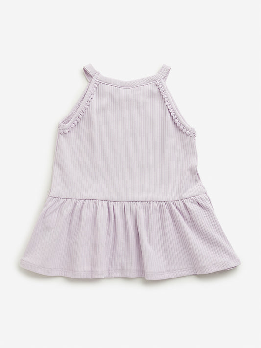 HOP Kids Lilac Ribbed Textured Casual Top