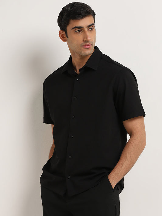 Ascot Black Relaxed-Fit Cotton Shirt