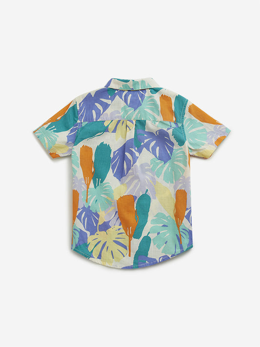 HOP Kids Multicolour Leaf Design Shirt