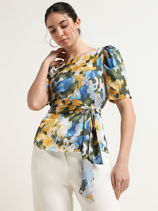 Wardrobe Multicolour Floral Print Tie-Waist Top