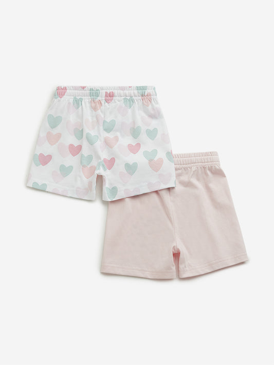 HOP Baby Pink Printed Shorts - Pack of 2