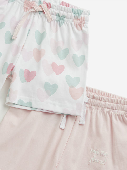 HOP Baby Pink Printed Shorts - Pack of 2