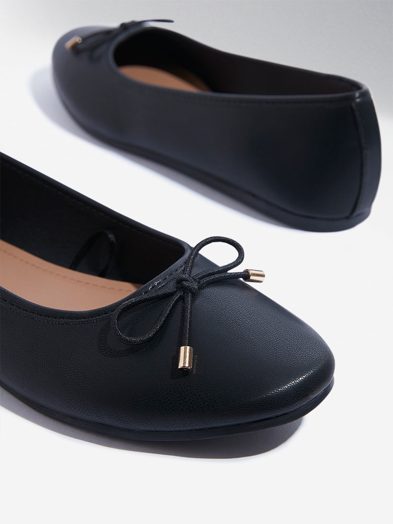 Westside LUNA BLU Women's Black Bow-Detailed Ballerina for Casual Wear Zoomed View