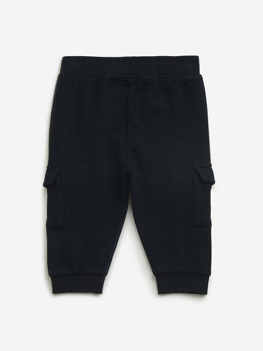 HOP Baby Navy Ribbed Mid Rise Joggers