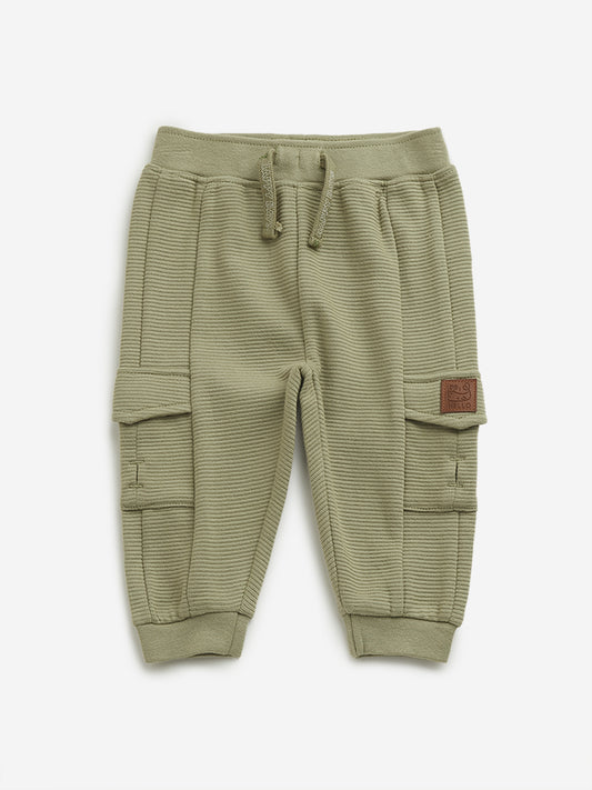 HOP Baby Sage Ribbed Mid Rise Joggers
