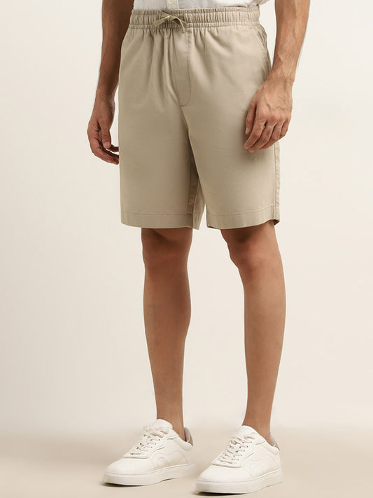 WES Lounge Taupe Mid-Rise Relaxed Fit Shorts