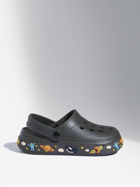 Yellow Olive Space Themed Clogs