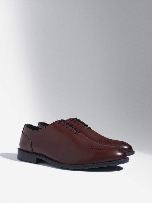 SOLEPLAY Maroon Perforated Lace-Up Shoes