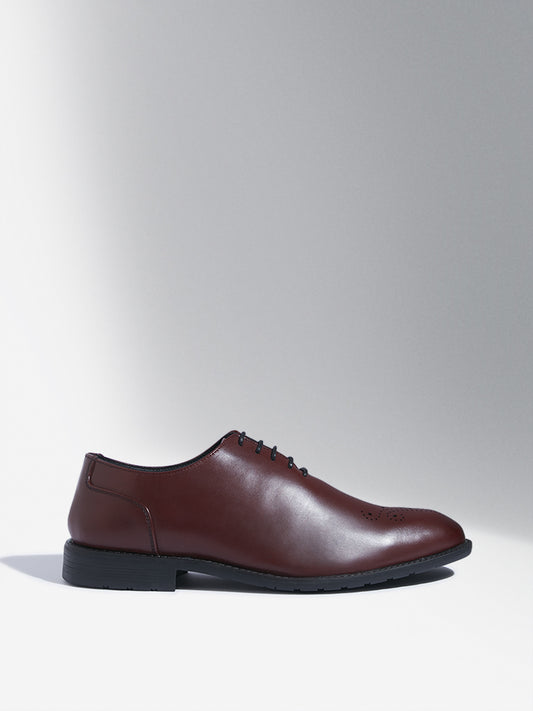 SOLEPLAY Maroon Perforated Lace-Up Shoes