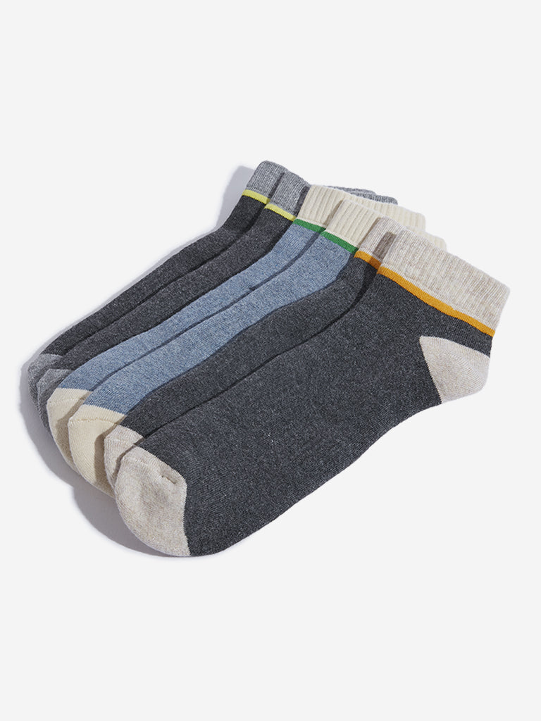 Westside WES Lounge Men's Multicolour Cotton-Blend Socks - Pack of 3 for Casual Wear Pack View