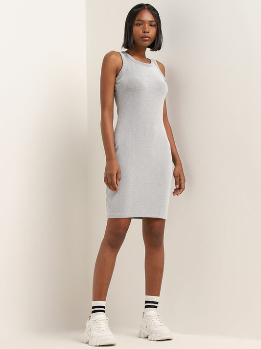 Studiofit Black and White Ribbed Bodycon Cotton Dress