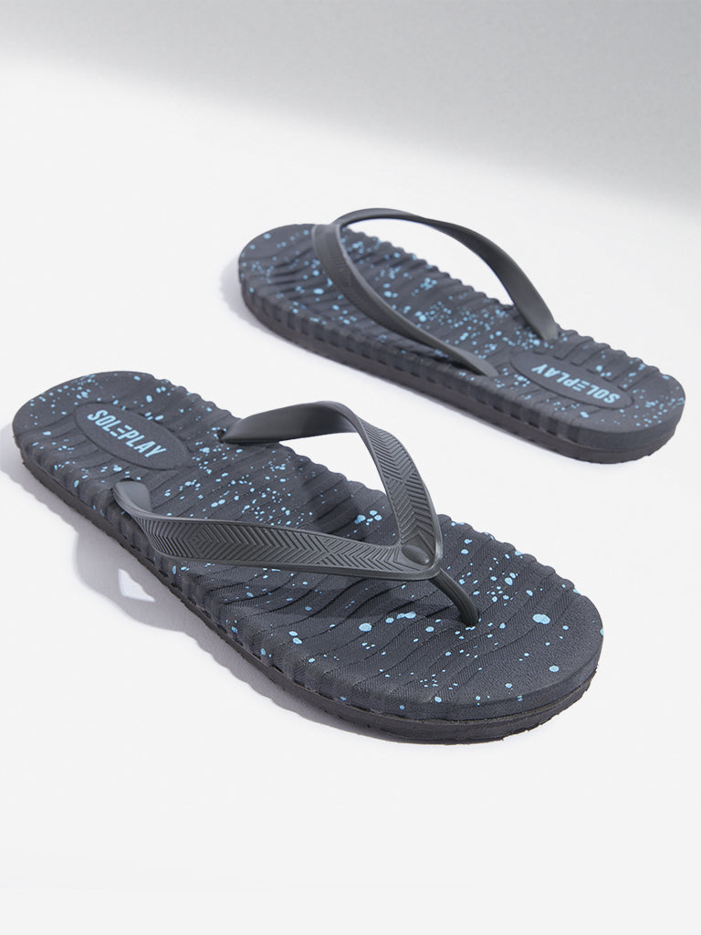 Westside SOLEPLAY Men's Dark Grey Speckle Textured Flip-Flop Zoomed View