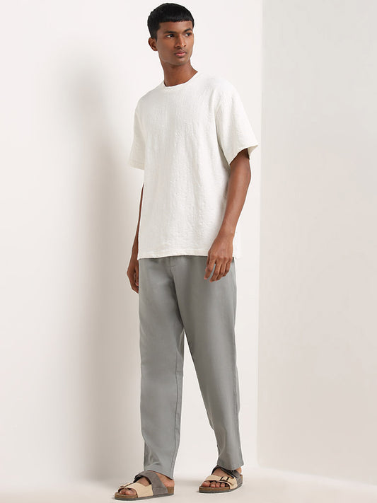 ETA Dusty Teal Relaxed-Fit Mid Rise Cotton Blend Chinos