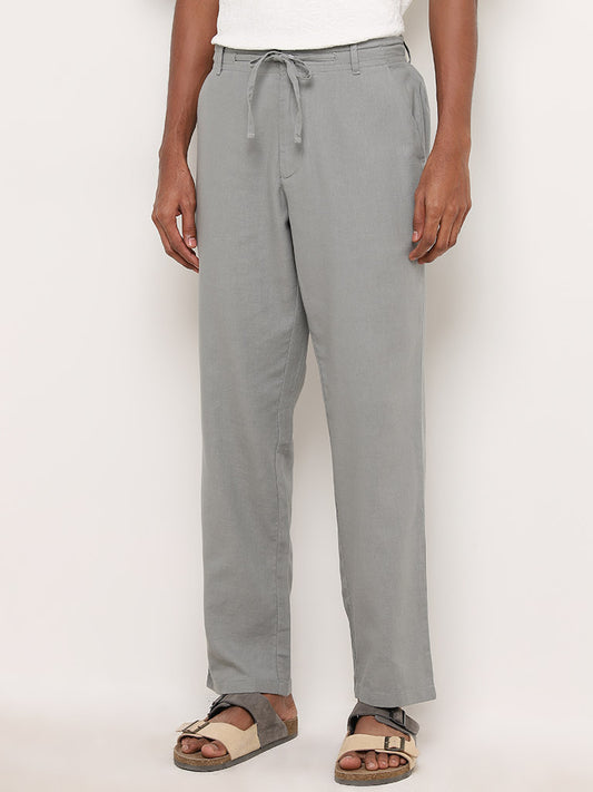ETA Dusty Teal Relaxed-Fit Mid Rise Cotton Blend Chinos