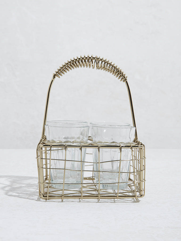 Westside Home Gold Chain Holder Caddy with Glasses