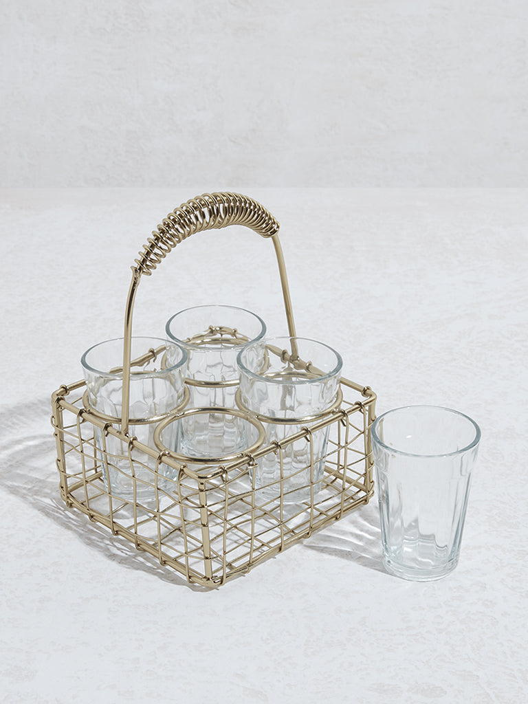 Westside Home Gold Chain Holder Caddy with Glasses