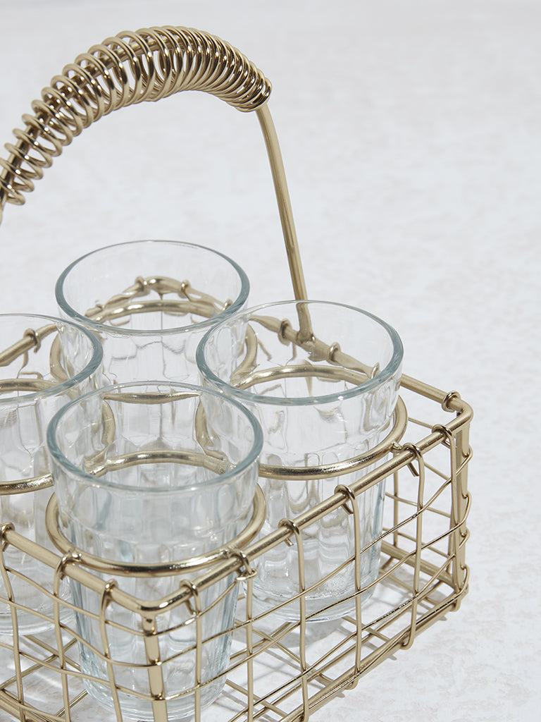 Westside Home Gold Chain Holder Caddy with Glasses