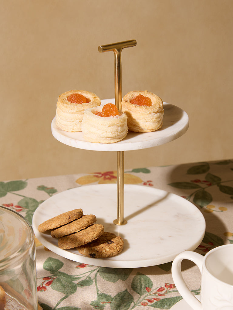 Buy Westside Home White Two Tier Marble Cake Stand from Westside