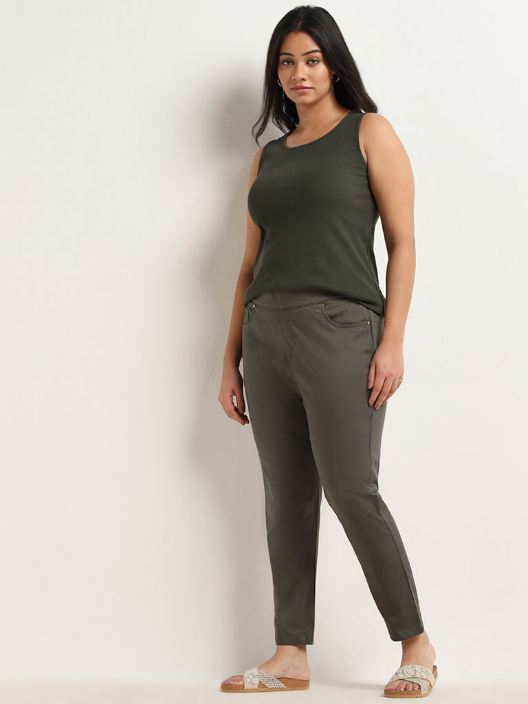 Plus size olive green jeggings shop