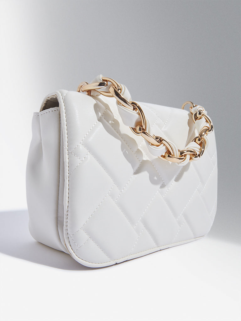 White quilted shoulder bag clearance
