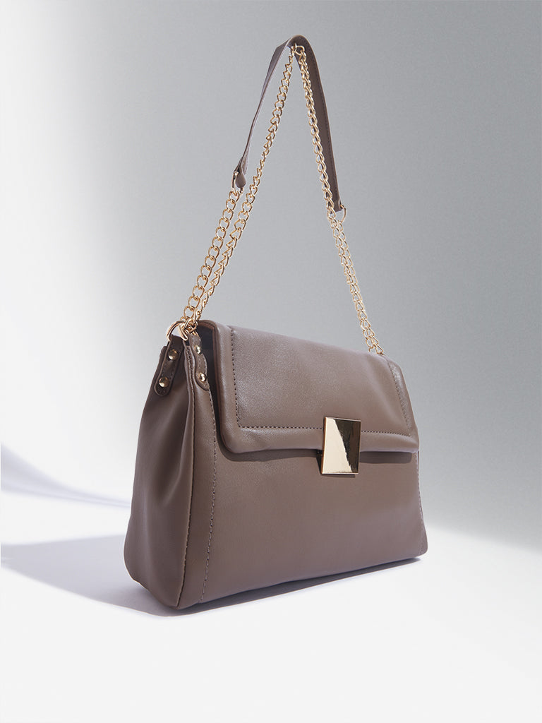 Buy Westside Accessories Dark Brown Chain Strap Shoulder Bag from Westside
