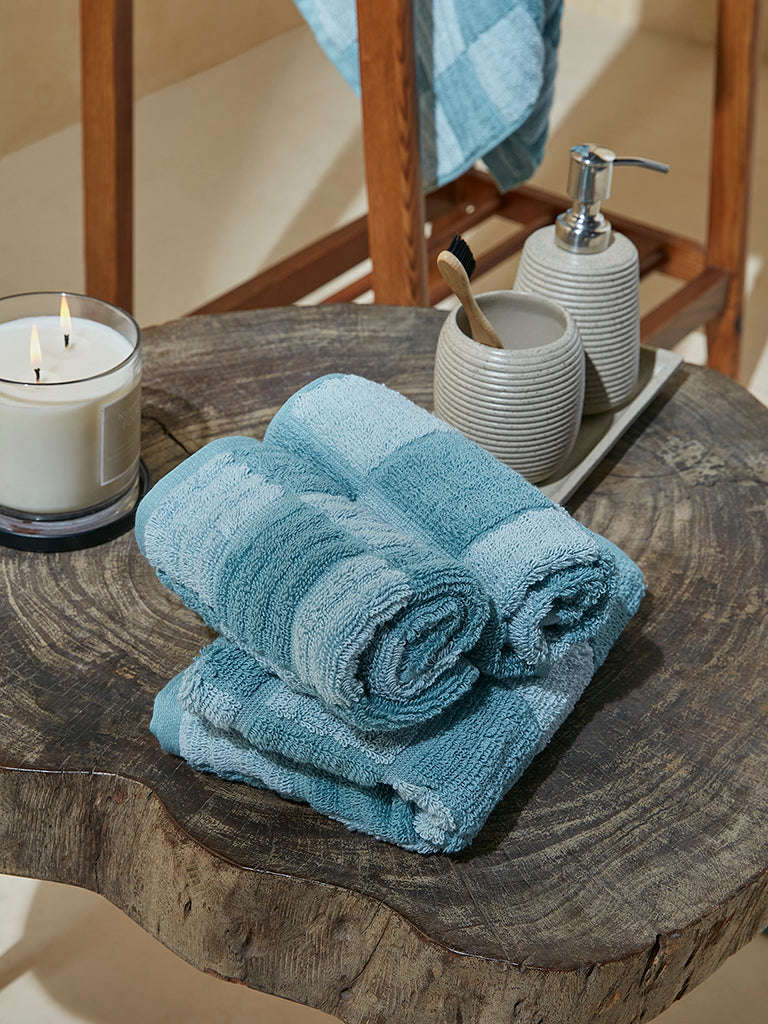 Buy Westside Home Dusty Blue Checkered Design Hand Towel from Westside